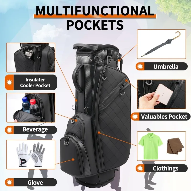 Golf Stand Bag with 14 Way Full Length Dividers - Image 4