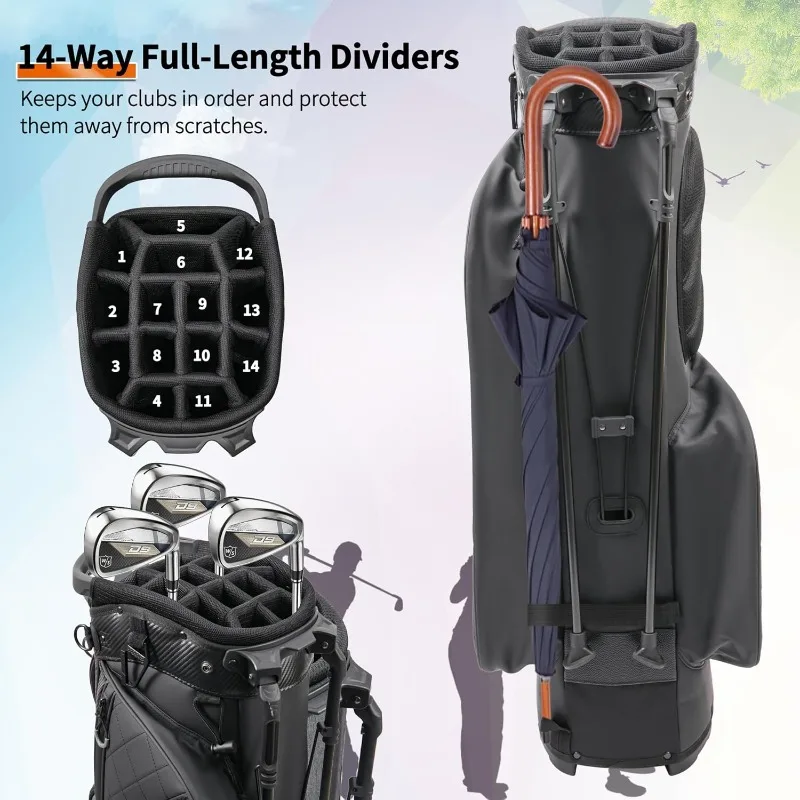 Golf Stand Bag with 14 Way Full Length Dividers - Image 2