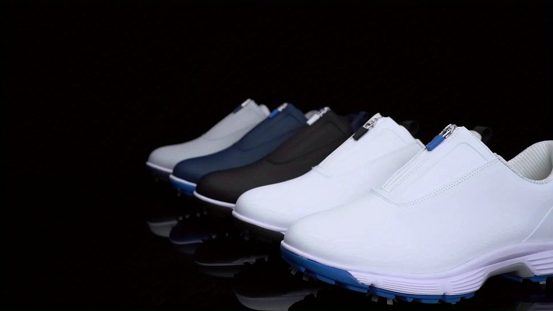 Men's Golf Shoes, Non-Slip Athletic Sneakers, Black with White Accents - Image 11