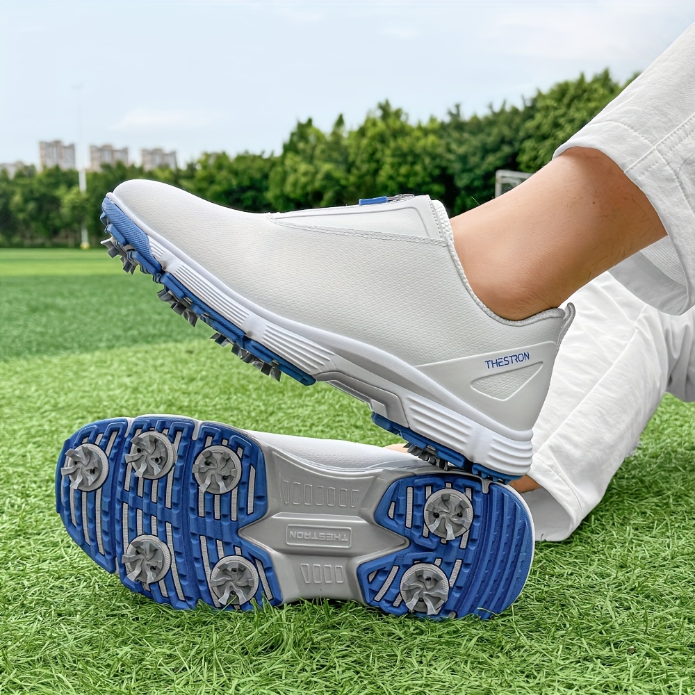 Men's Golf Shoes, Non-Slip Athletic Sneakers, Black with White Accents - Image 8