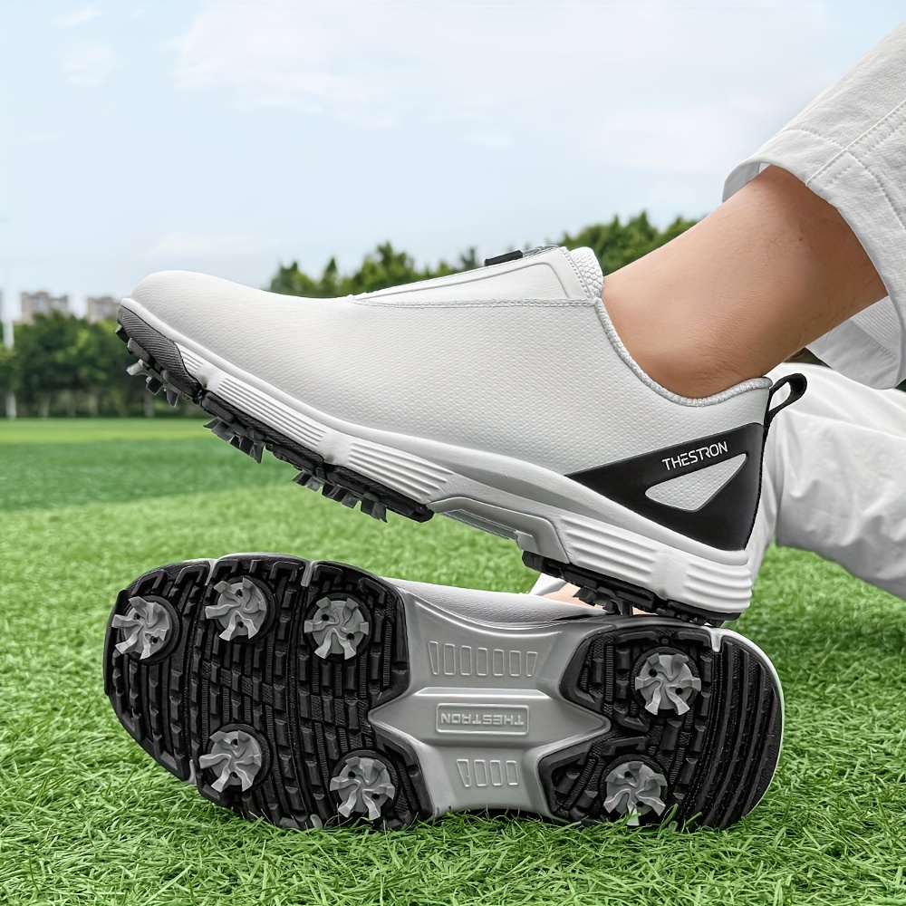 Men's Golf Shoes, Non-Slip Athletic Sneakers, Black with White Accents - Image 2