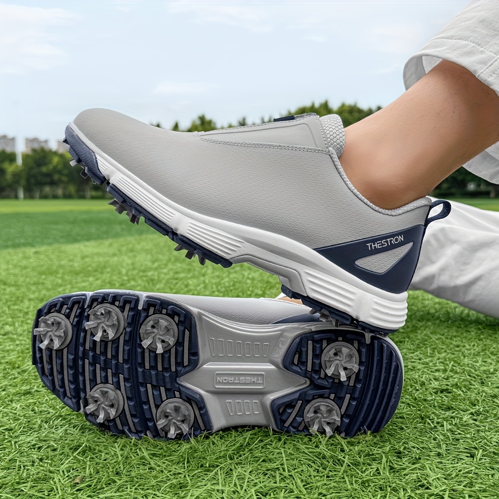 Men's Golf Shoes, Non-Slip Athletic Sneakers, Black with White Accents - Image 7