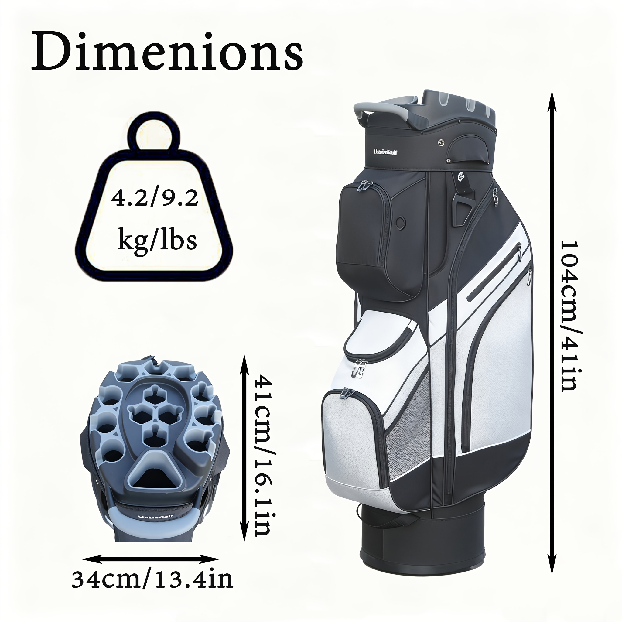 LivsinGolf 14-Way Golf Cart Bag with Locking Club Dividers - Image 8