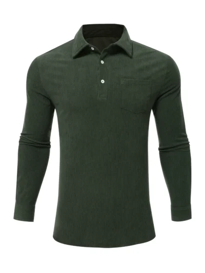 Men's Polo Shirts Long Sleeve Lapel T-Shirts Casual Slim Fit Golf Tees