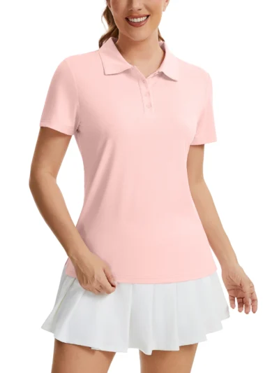 Women's Polo Shirts UPF 50+ Sun Protection 4 Buttons Casual Work Quick Dry Short Sleeve Collared Golf Shirt
