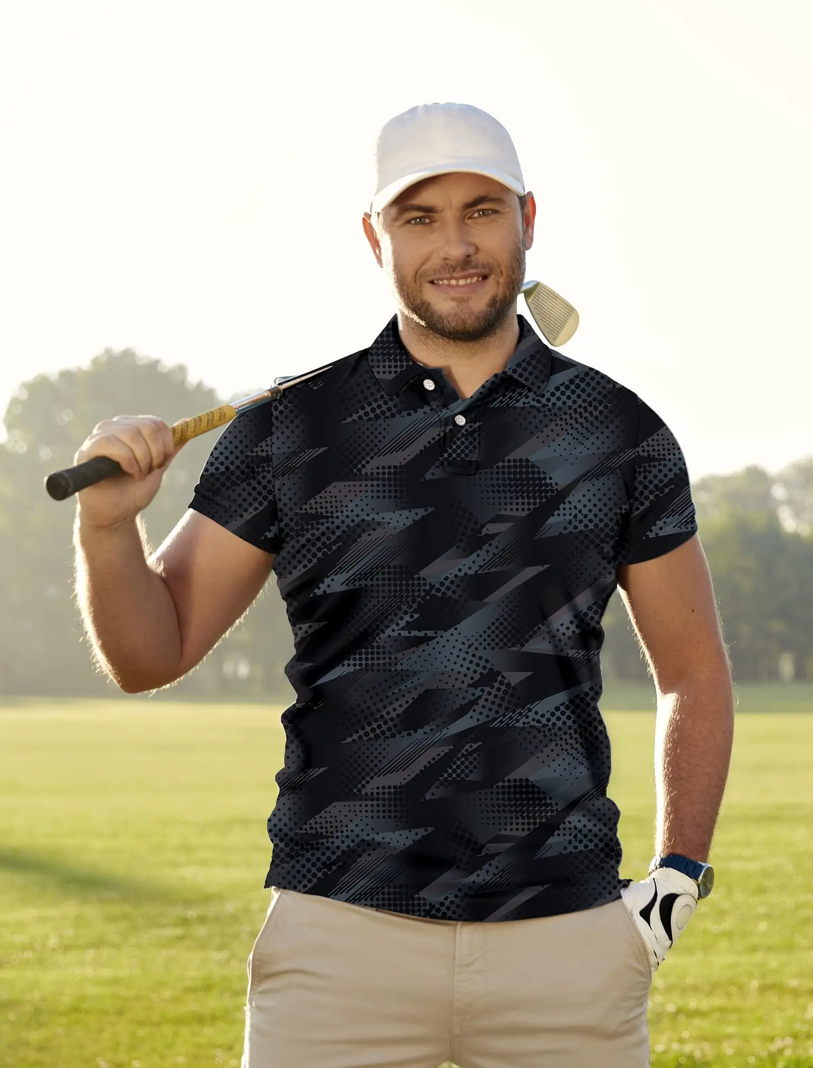 Men's Golf T-shirt Soft Breathable Elastic Fabric Short Sleeve - Image 4