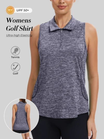 Sleeveless Golf Shirts for Women with Collar
