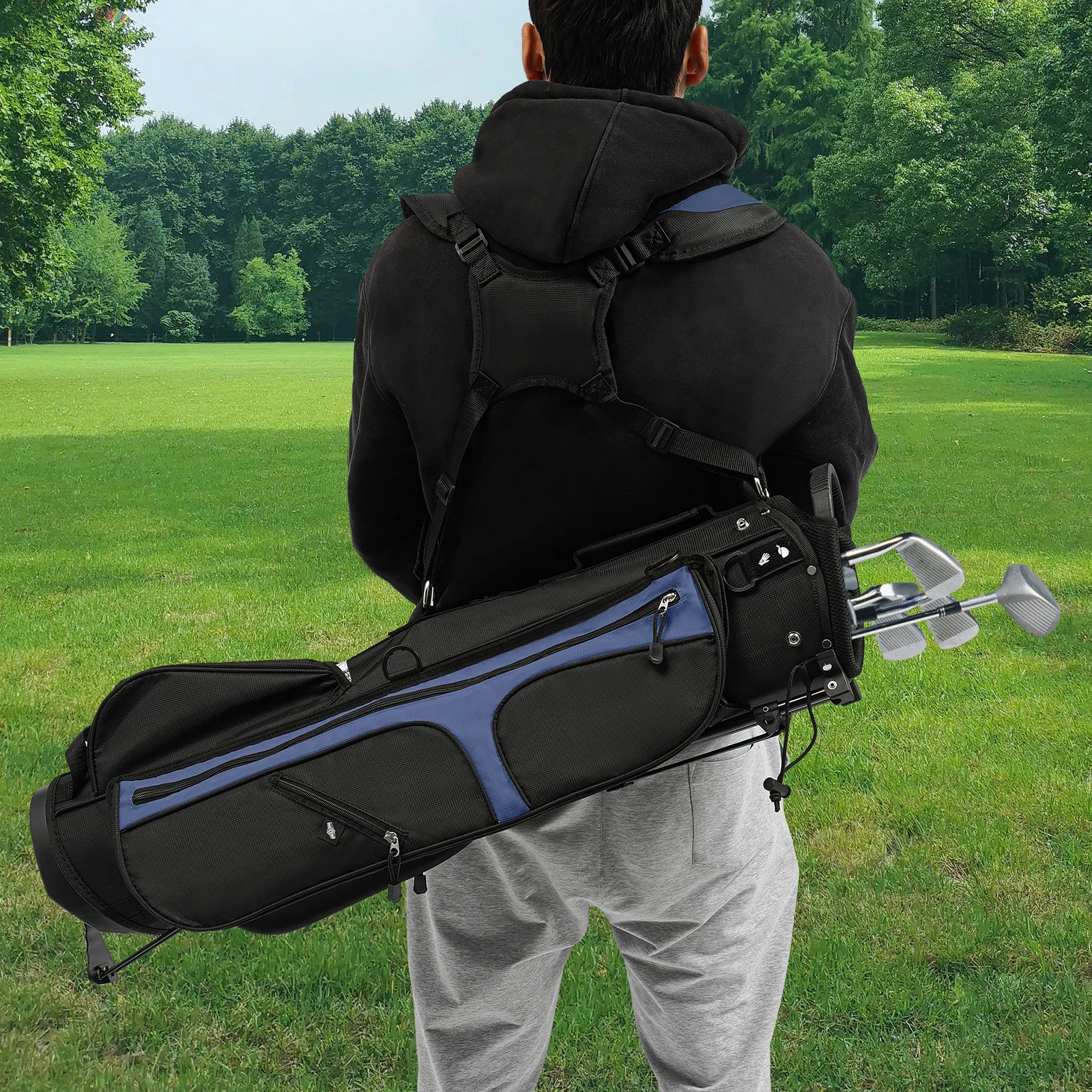 Portable Golf Stand Bag Nylon Golf Stand Bag with Shoulder Strap