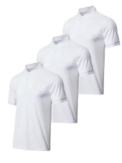 3-piece men's solid color short sleeved golf shirt casual and comfortable top suitable for summer
