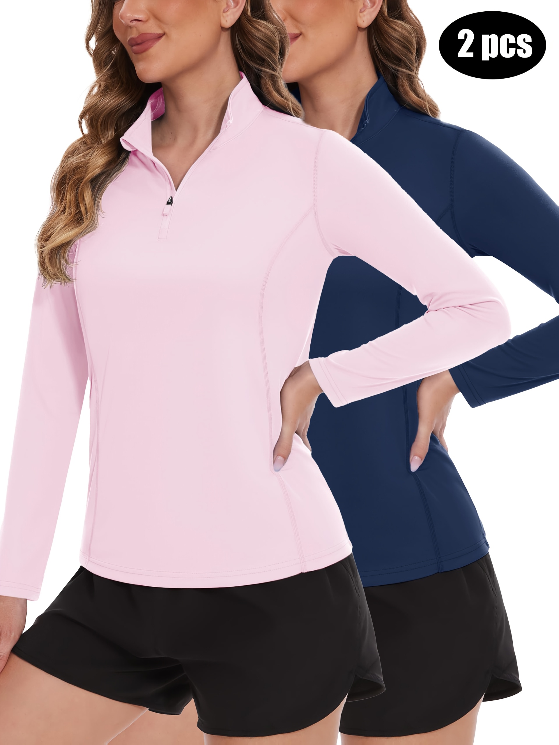 2pcs - Women's 1/4 Zip Pullover - Quarter Zip Golf Shirts - Image 3