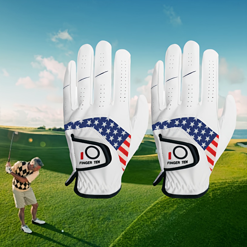 FINGER TEN Men's Golf Gloves 2pcs Left Hand All Weather GripSoft