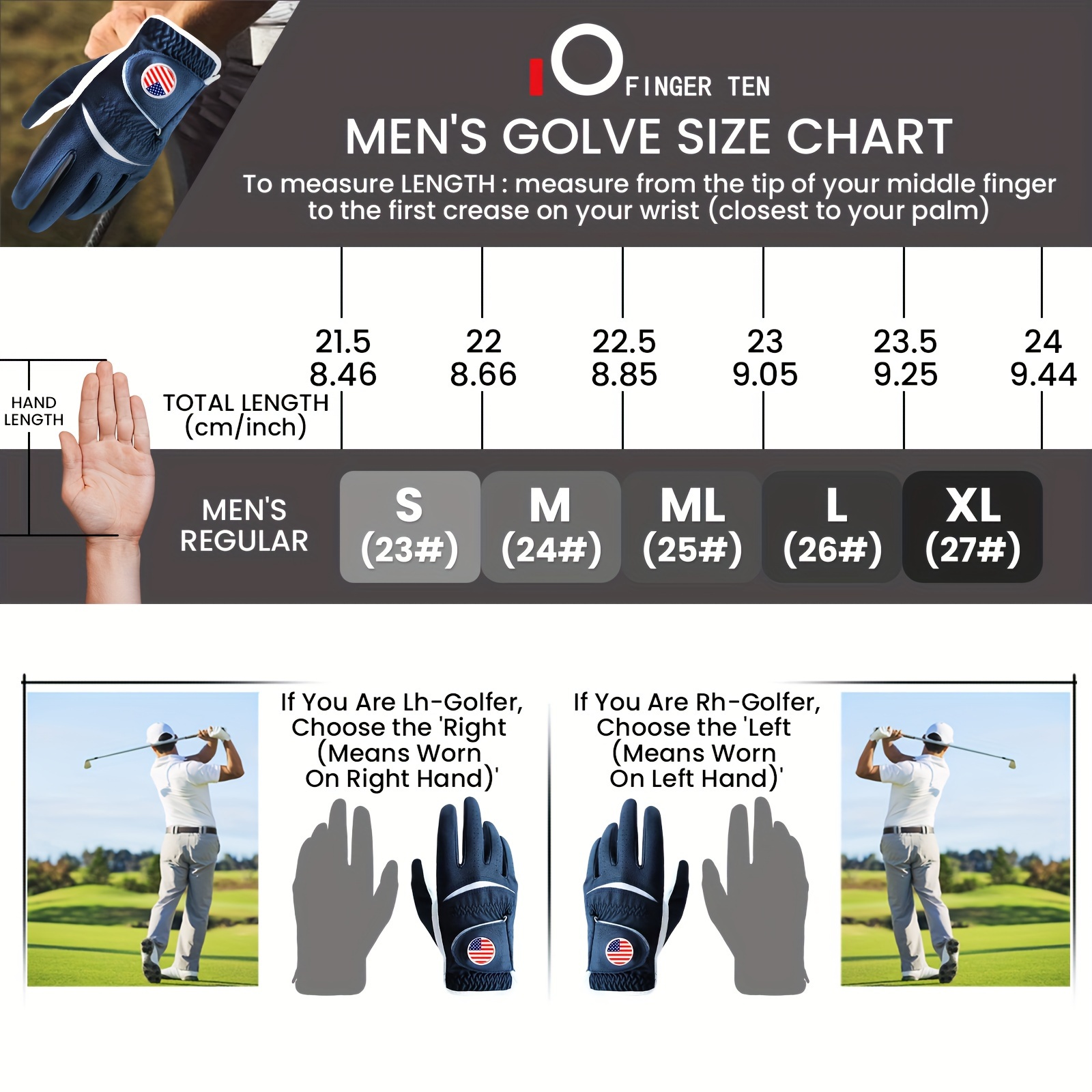 2-Pack Men's Golf Gloves for Left and Right Hands - Image 6