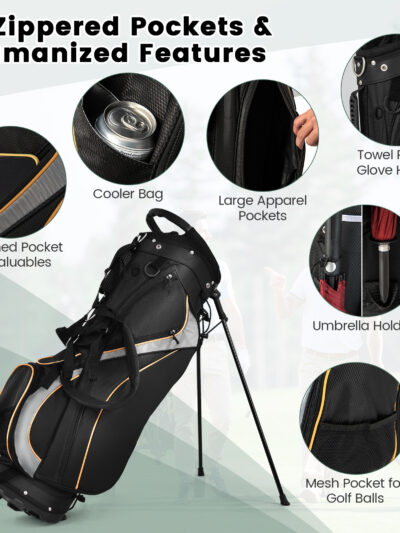 MULTIGOT 9" Golf Stand Bag Club 8 Way Divider Carry Organizer Pockets Storage Black New