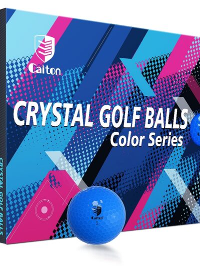 12pcs Caiton Golf Balls - Crystal-Clear Finish, High-Visibility Blue 2-Layer Design for Maximum Distance, Control & Accuracy