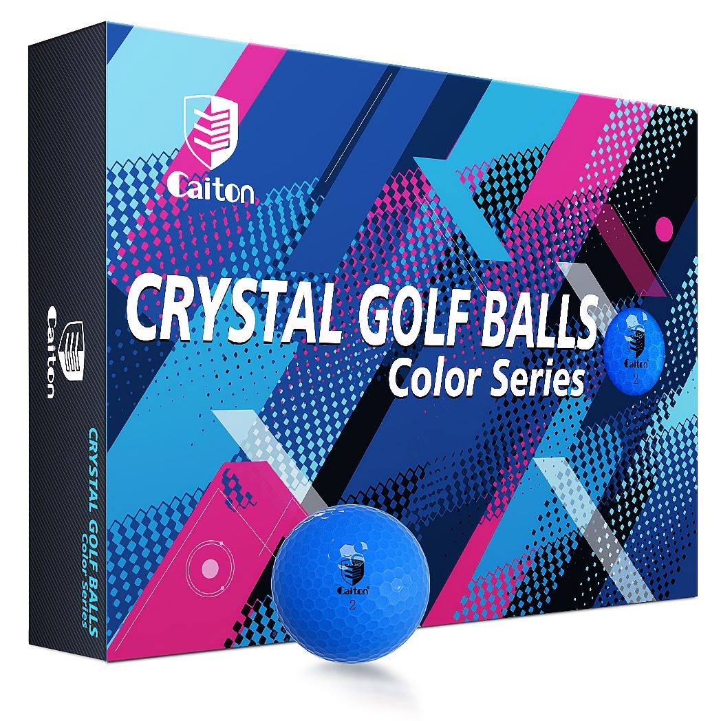 12pcs Caiton Golf Balls - Crystal-Clear Finish, High-Visibility Blue 2-Layer Design for Maximum Distance, Control & Accuracy