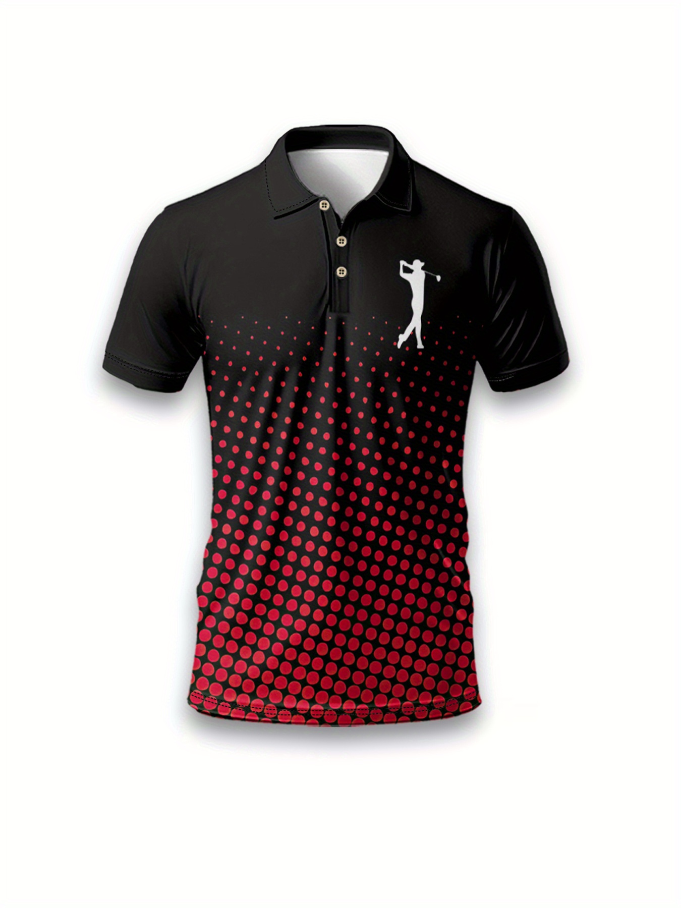 Men's Short-Sleeved Polo Shirt Featuring a Small Logo And a Golf Pattern - Image 3