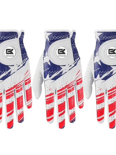 GKANDI Men's Cabretta Golf Gloves with Ball Marker 3 Pack for Left Hand