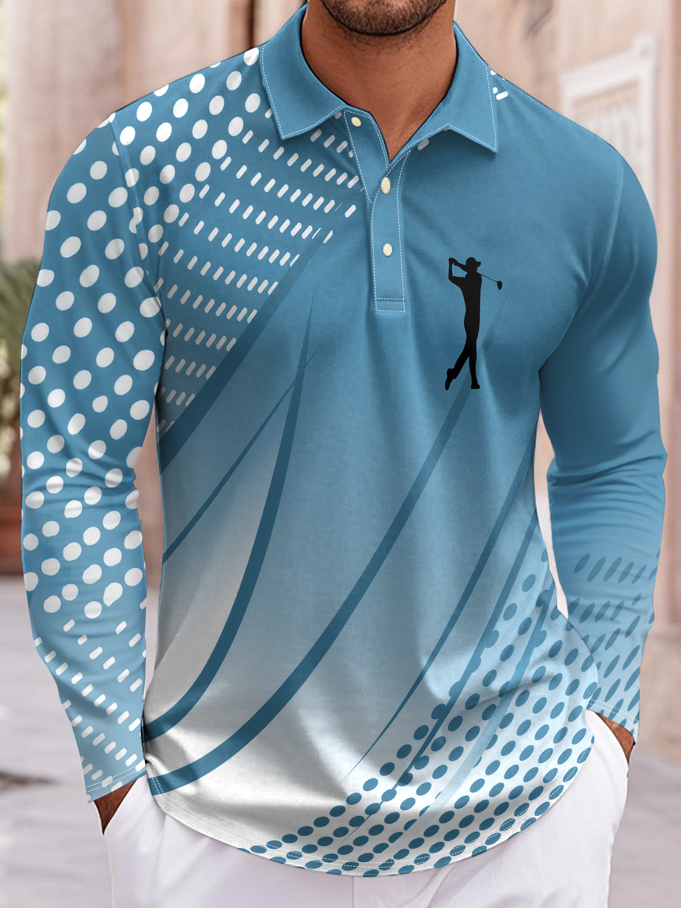 Men's Lightweight Breathable Golf Shirt with Long Sleeves