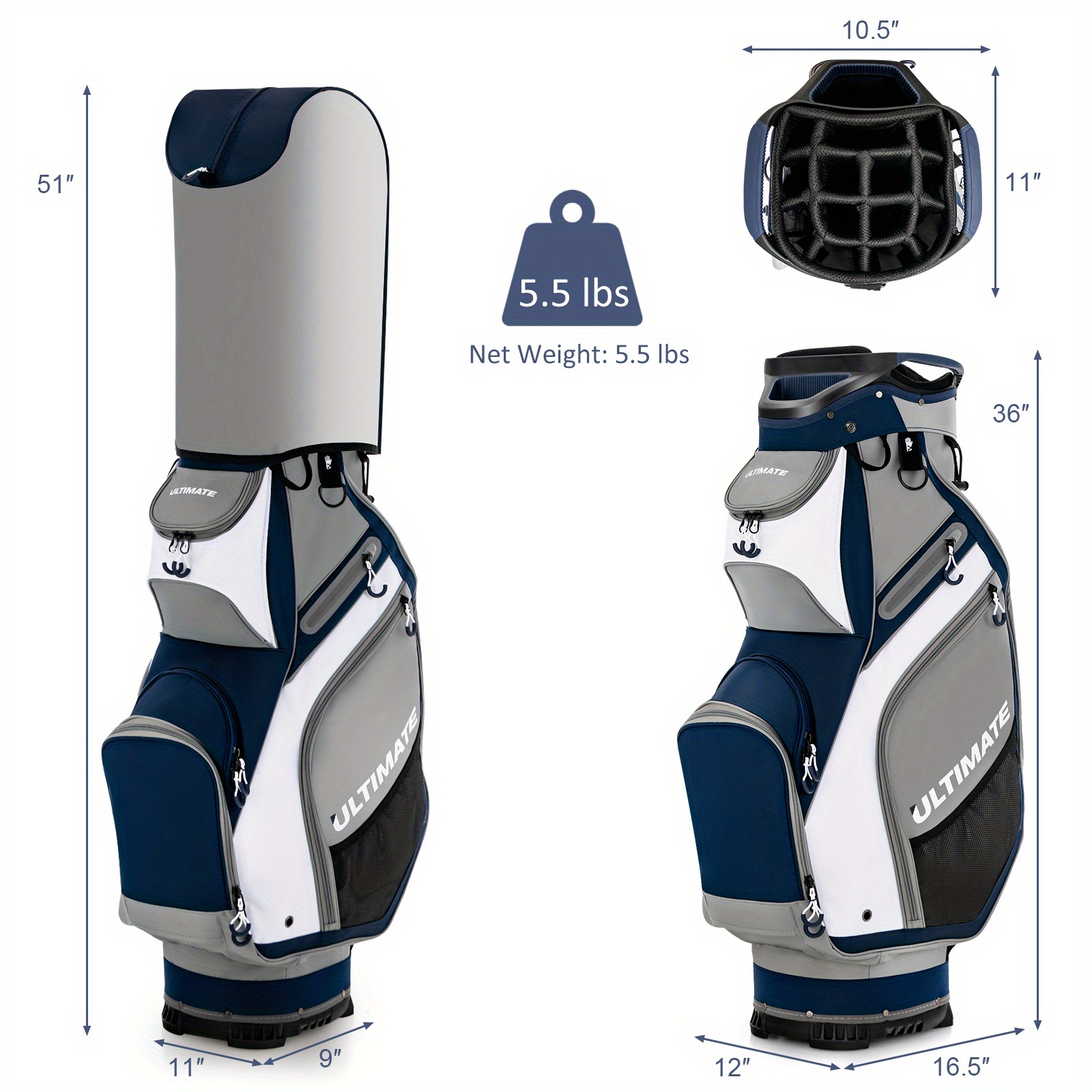 GIANTEX Golf Cart Bag Set with 14-Way Divider - Image 2