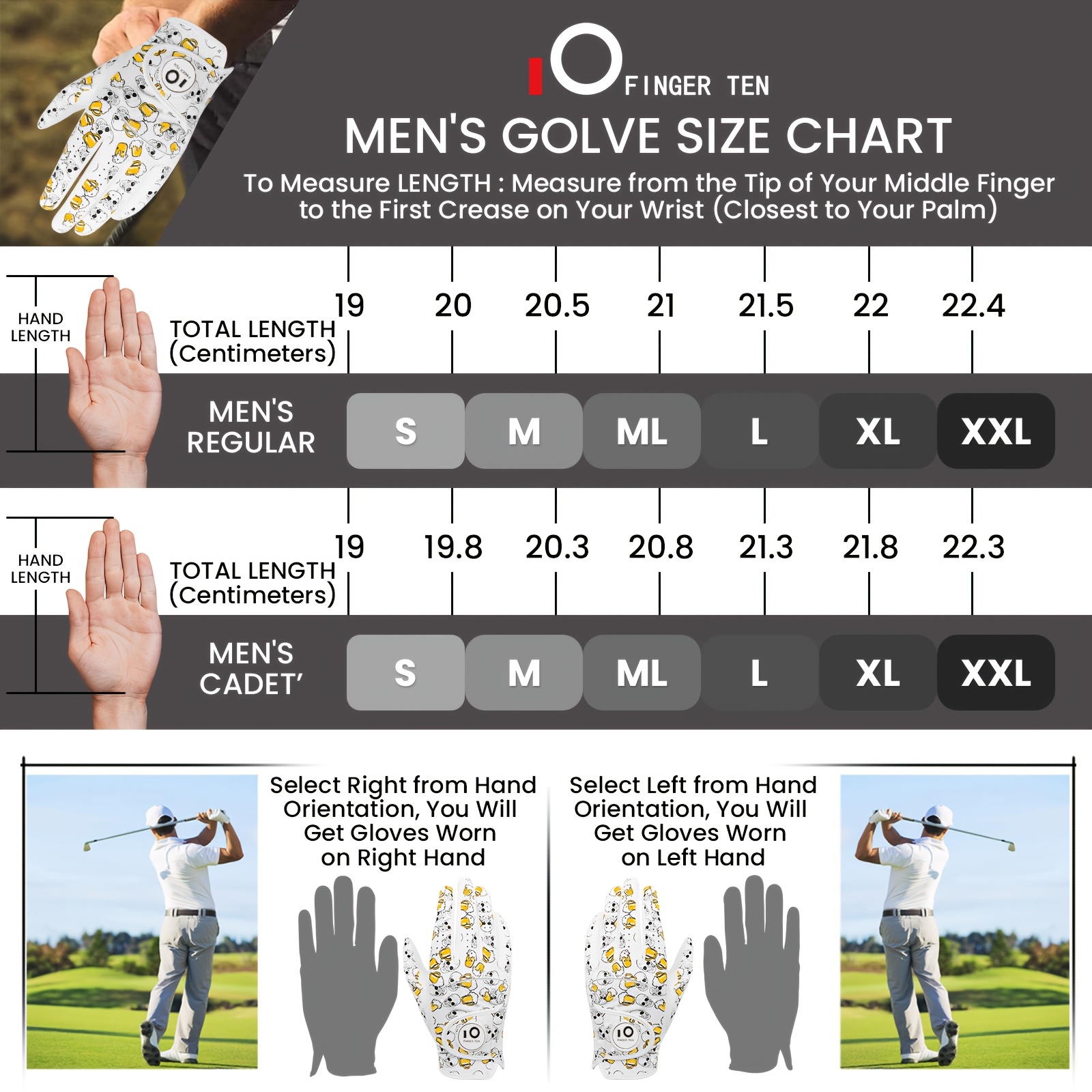 GKANDI Men's Golf Gloves Left Hand for Right-Handed Golfers