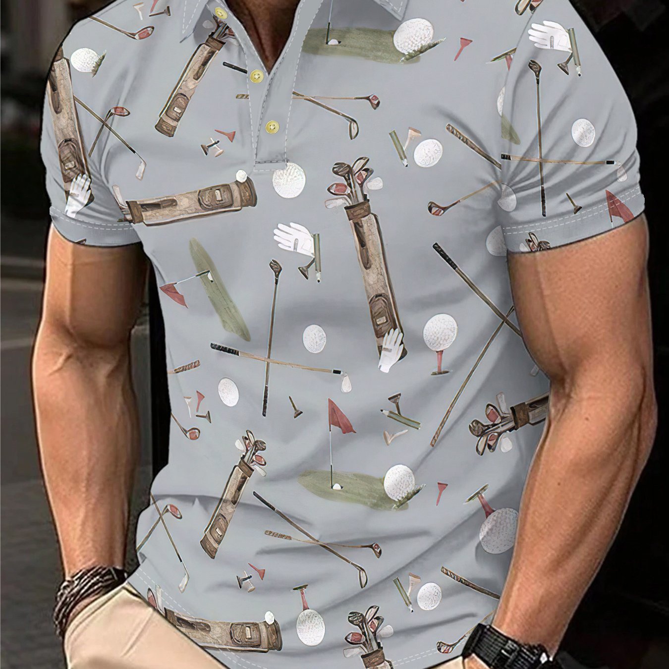 2D Flat Printing Men's Lightweight Breathable Golf Shirt - Image 6