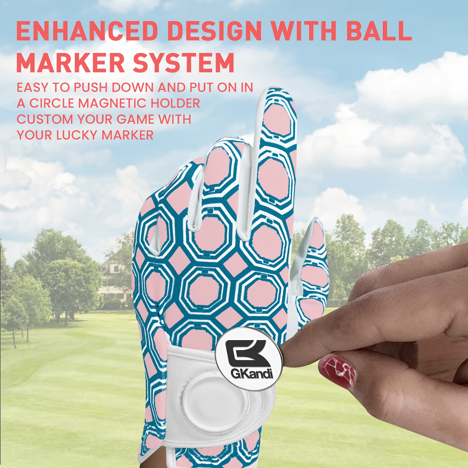 FINGER TEN Golf Gloves Women Left Hand with Ball Marker - Image 2