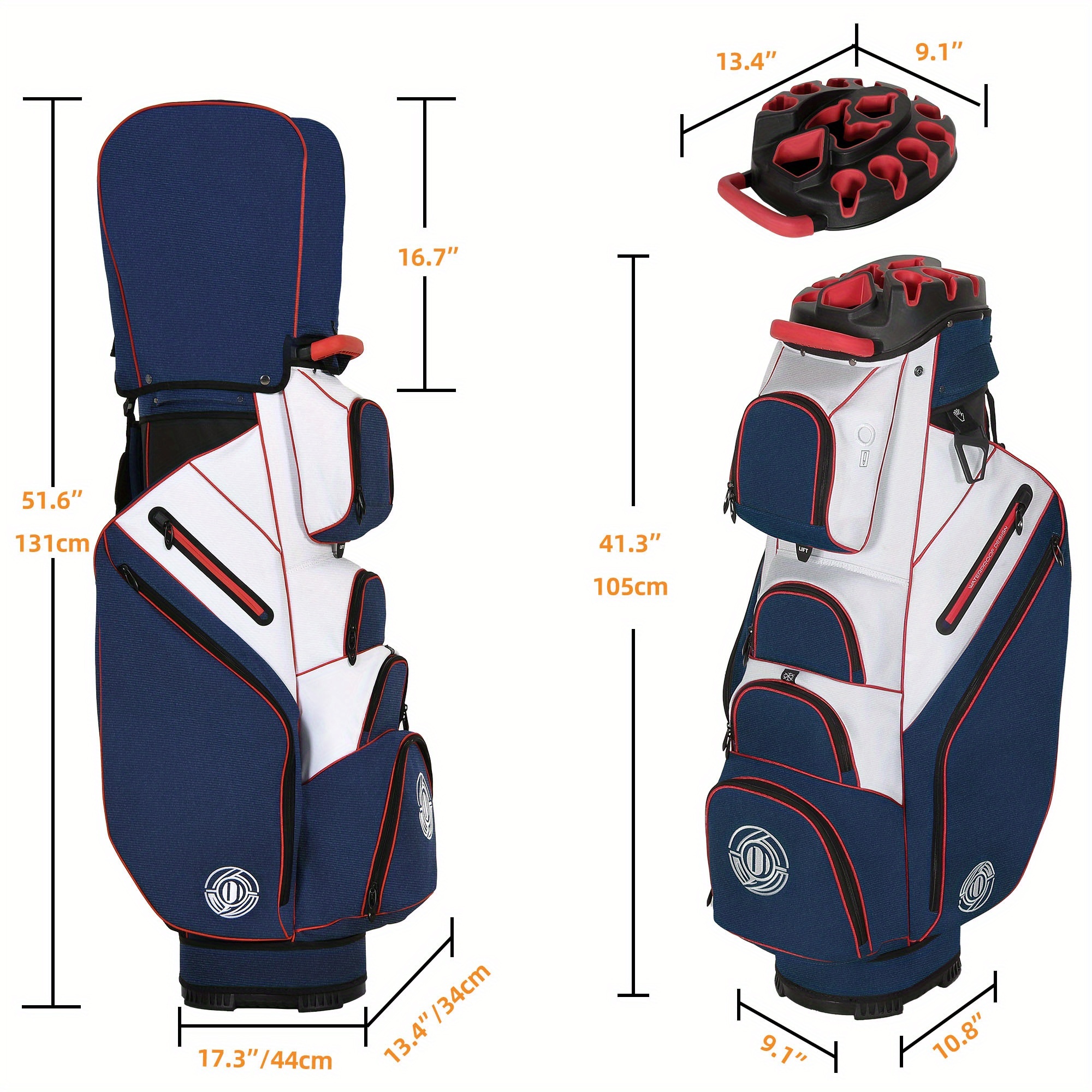 Shopsource 14 Way Top Golf Cart Bag with Full- Length Dividers - Image 3