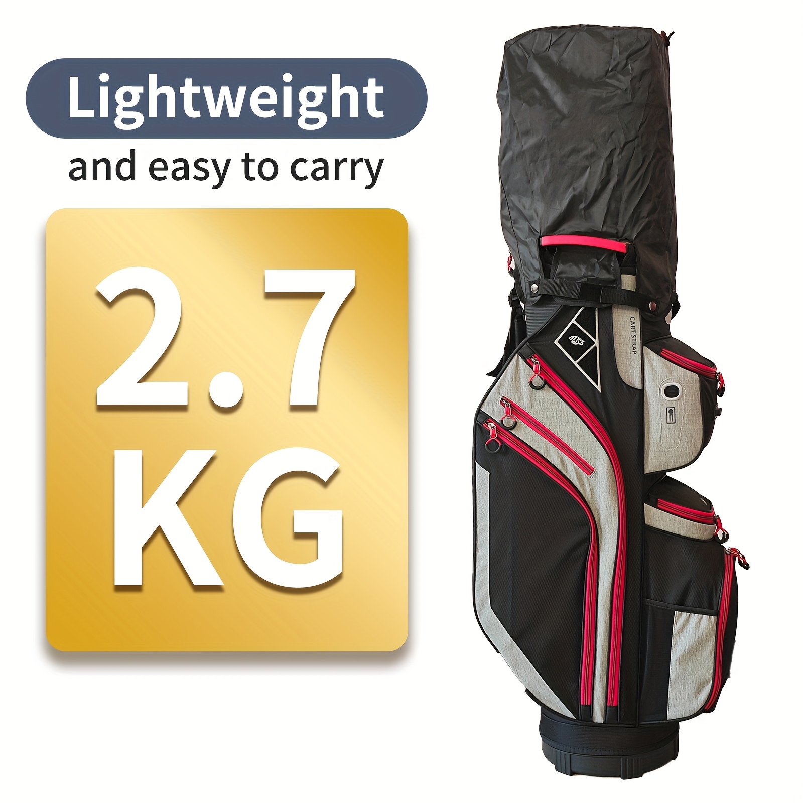 14 Way Golf Cart Bag For Push Bag Classy Design Full Length With Cooler, Rain Hood, Putter Well - Image 3