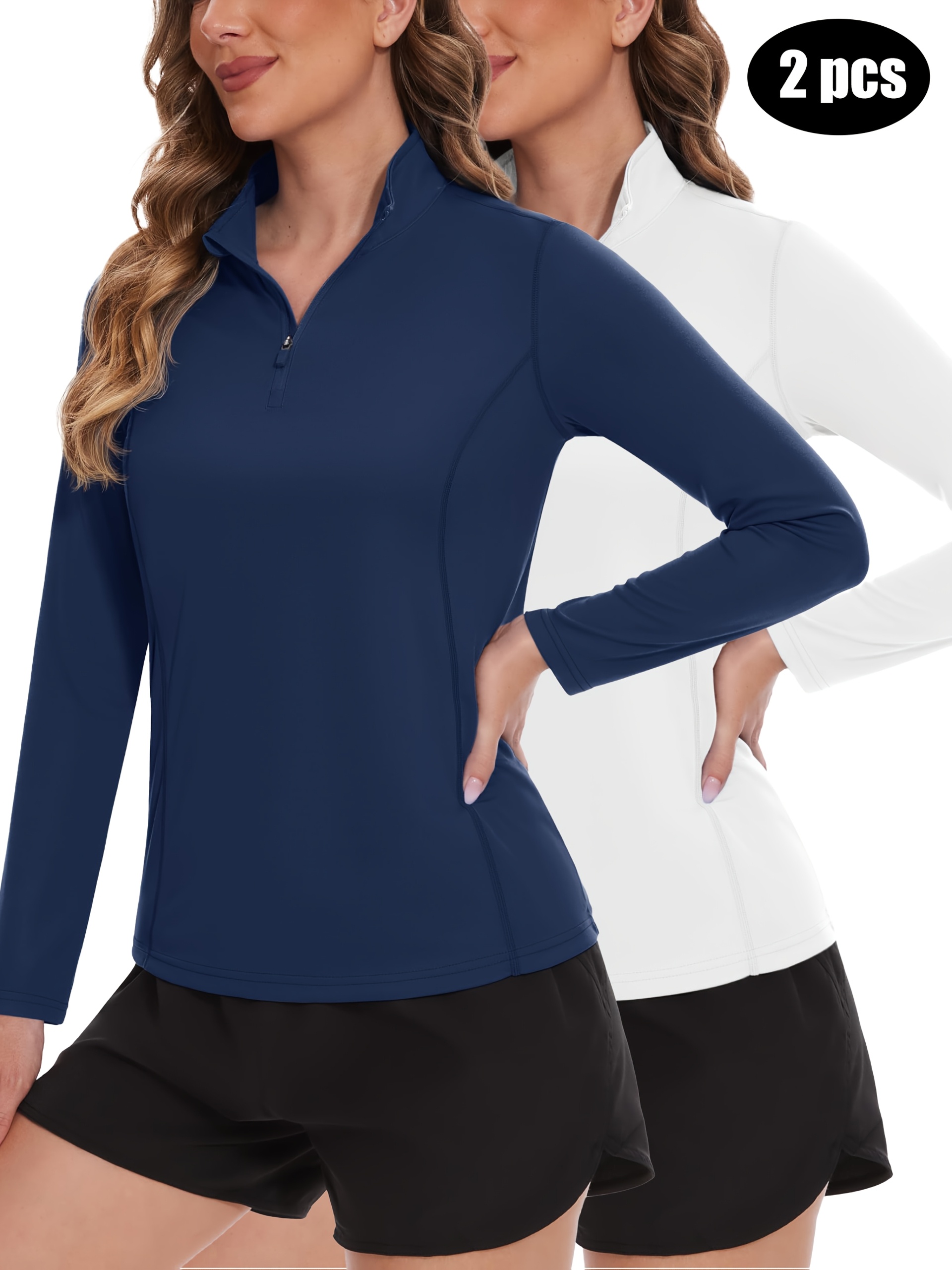 2pcs - Women's 1/4 Zip Pullover - Quarter Zip Golf Shirts - Image 6