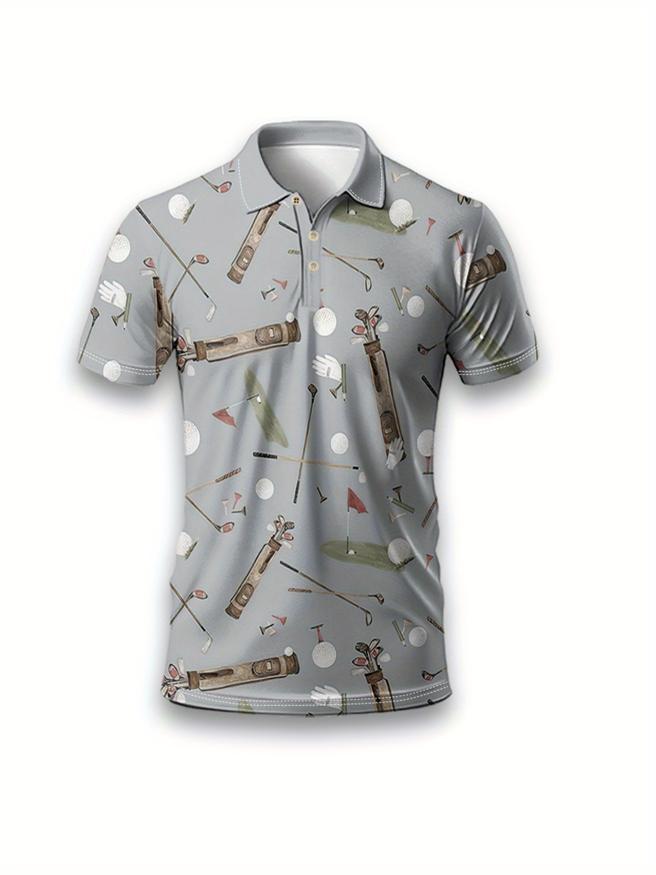 2D Flat Printing Men's Lightweight Breathable Golf Shirt - Image 5