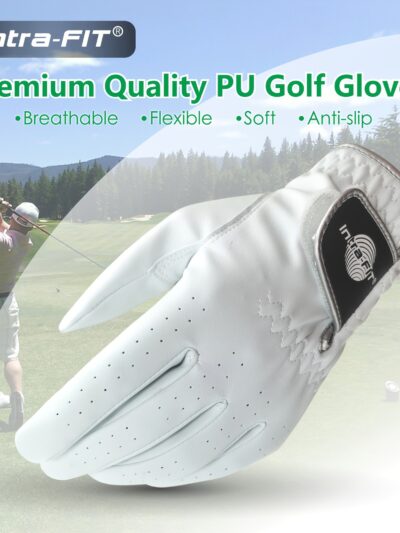 Intra-FIT Golf Glove Men's Left Hand PU Gloves, All Weather, Pack Of 1, Rain Grip Flexible Durable Soft
