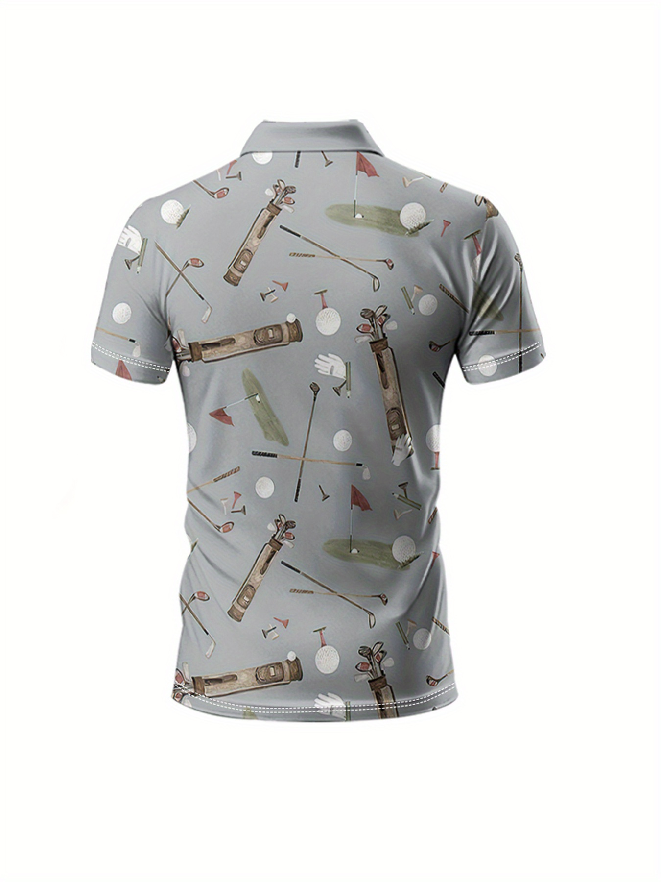 2D Flat Printing Men's Lightweight Breathable Golf Shirt - Image 2
