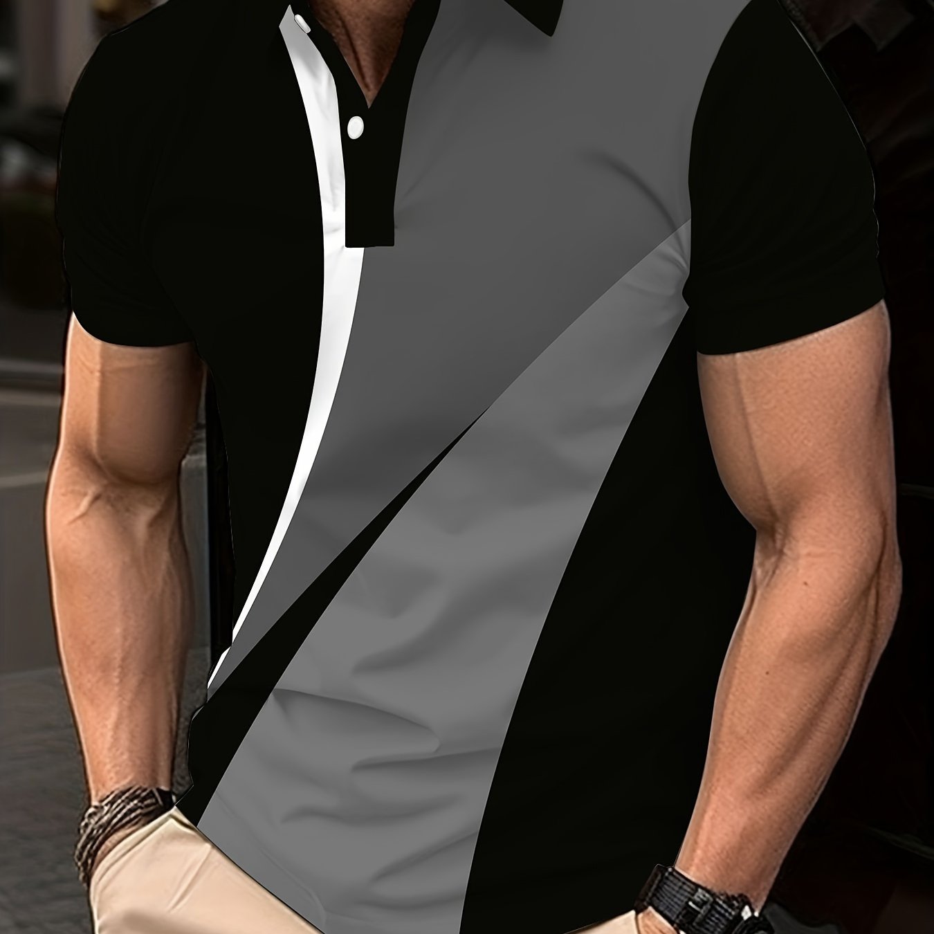 Men's Color Block Short Sleeve Turn - Image 11