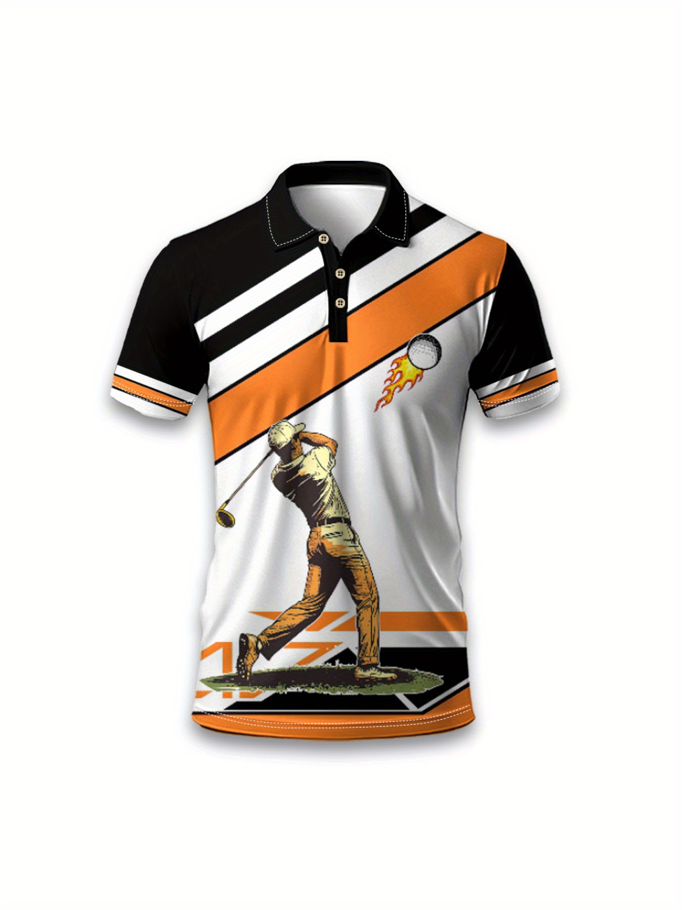 Men's Casual Golf-Themed Short Sleeve Polo Shirt - Image 4
