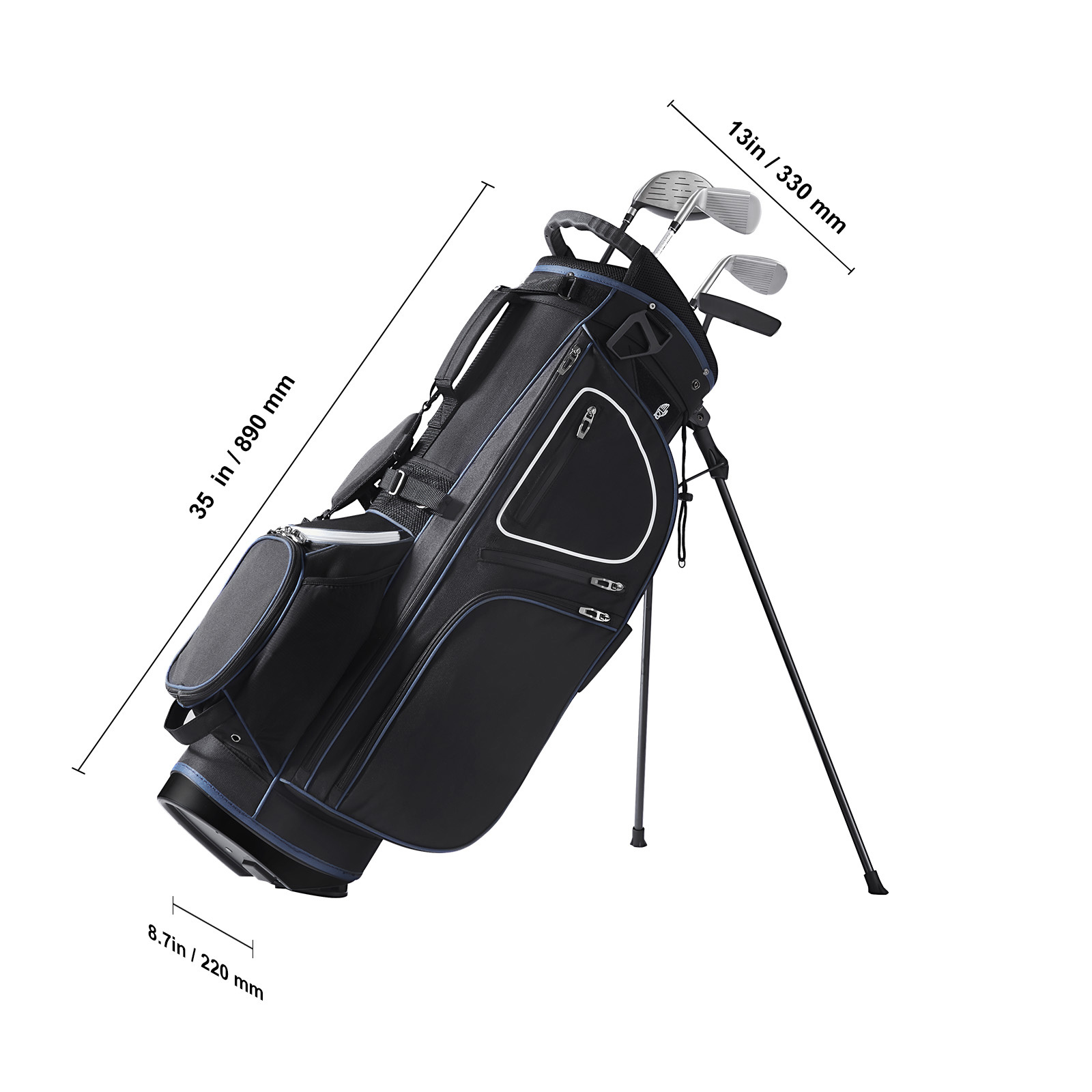 VEVOR 35” Golf Cart Bag with 14 Way Organizer Divider Top 11 Pockets Black White - Image 9