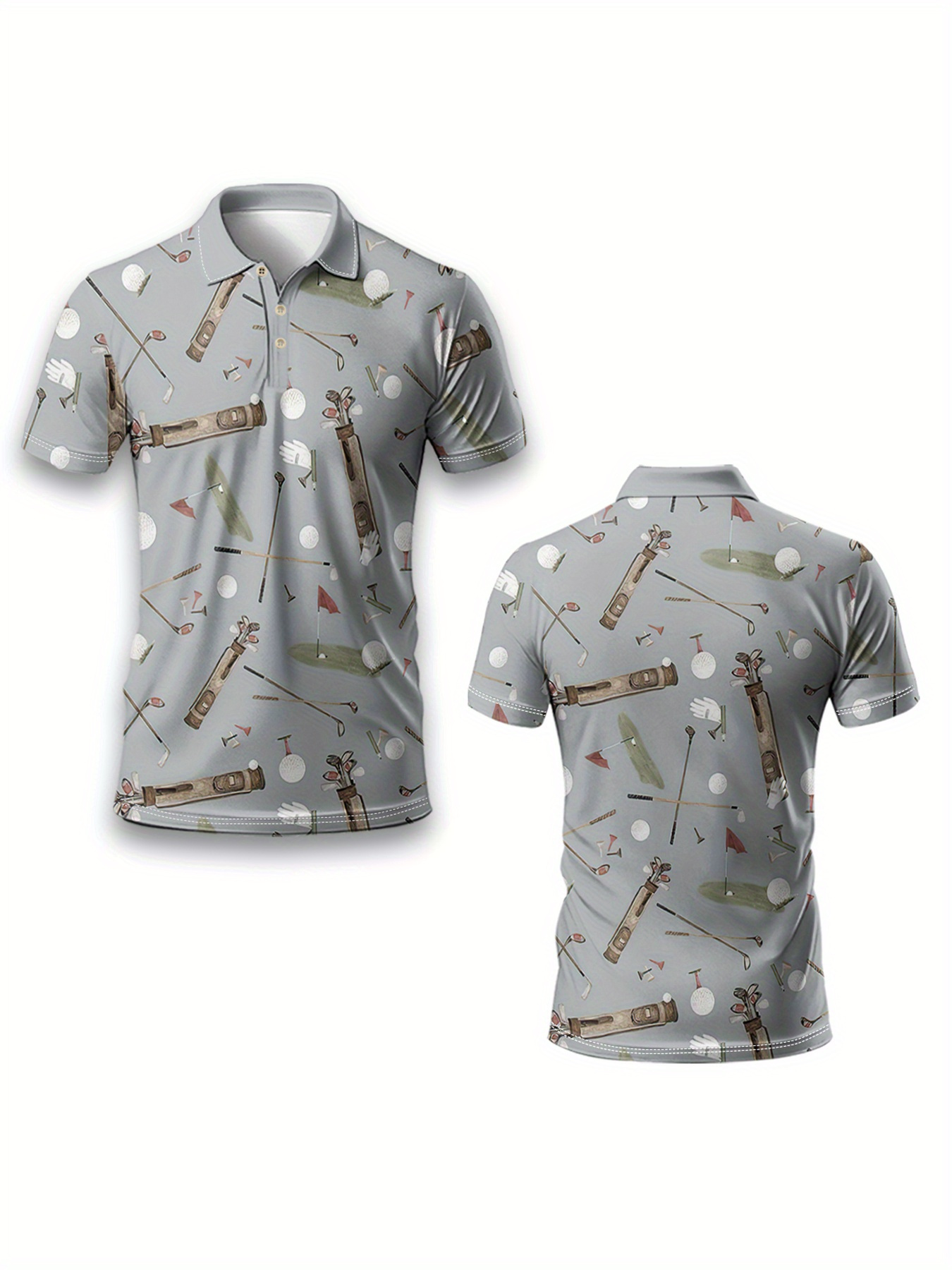 2D Flat Printing Men's Lightweight Breathable Golf Shirt - Image 3