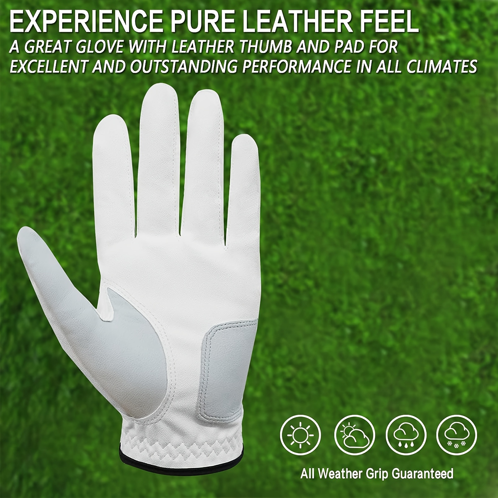 FINGER TEN Men's Golf Gloves 2pcs Left Hand All Weather GripSoft - Image 6