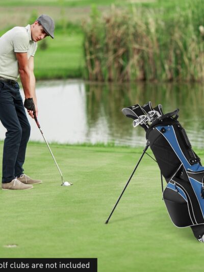 GYMAX Lightweight Golf Stand Bag with Stand - Heavy-Duty All-in-One Golf Cart Bag