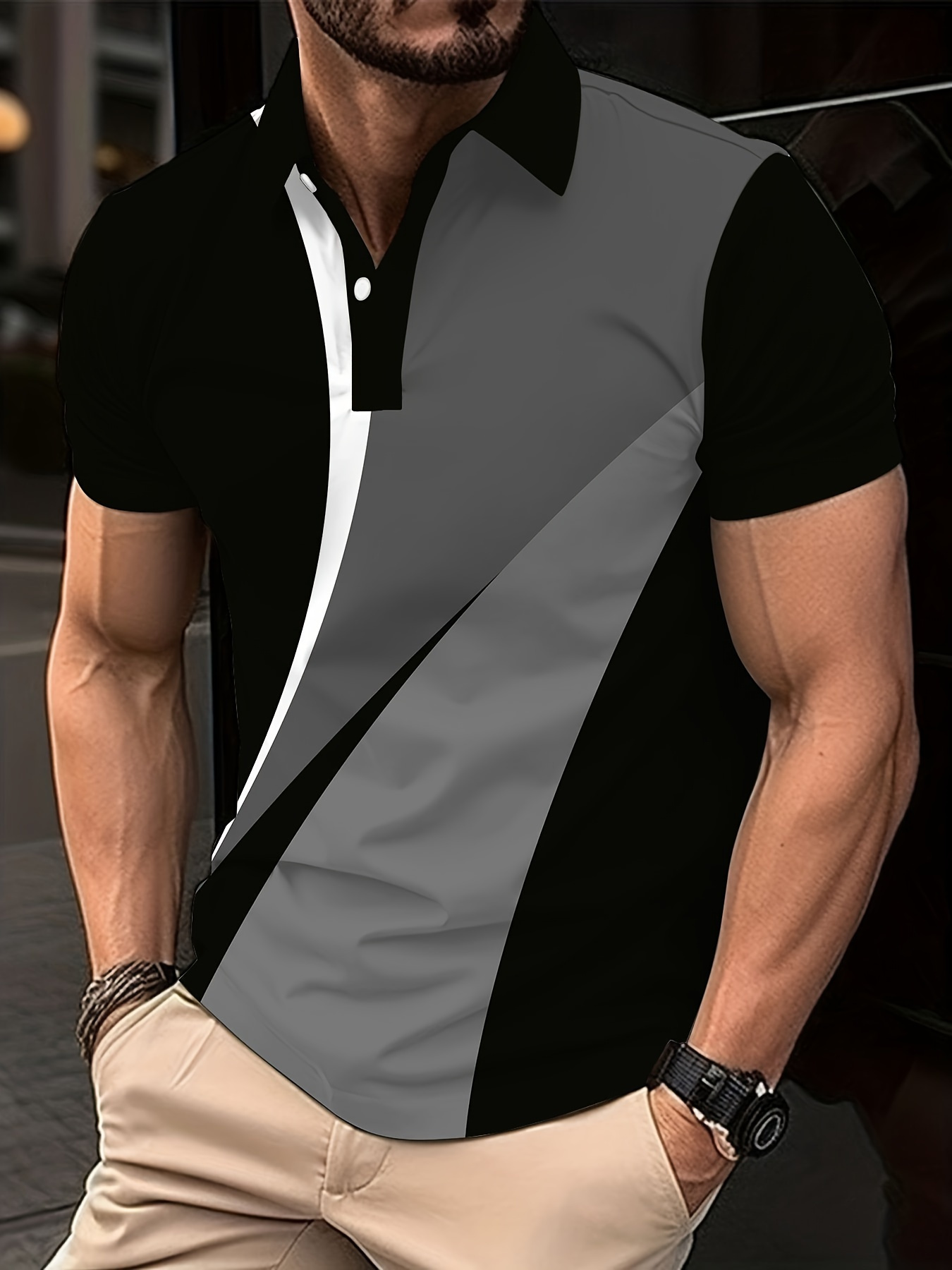 Men's Color Block Short Sleeve Turn - Image 2