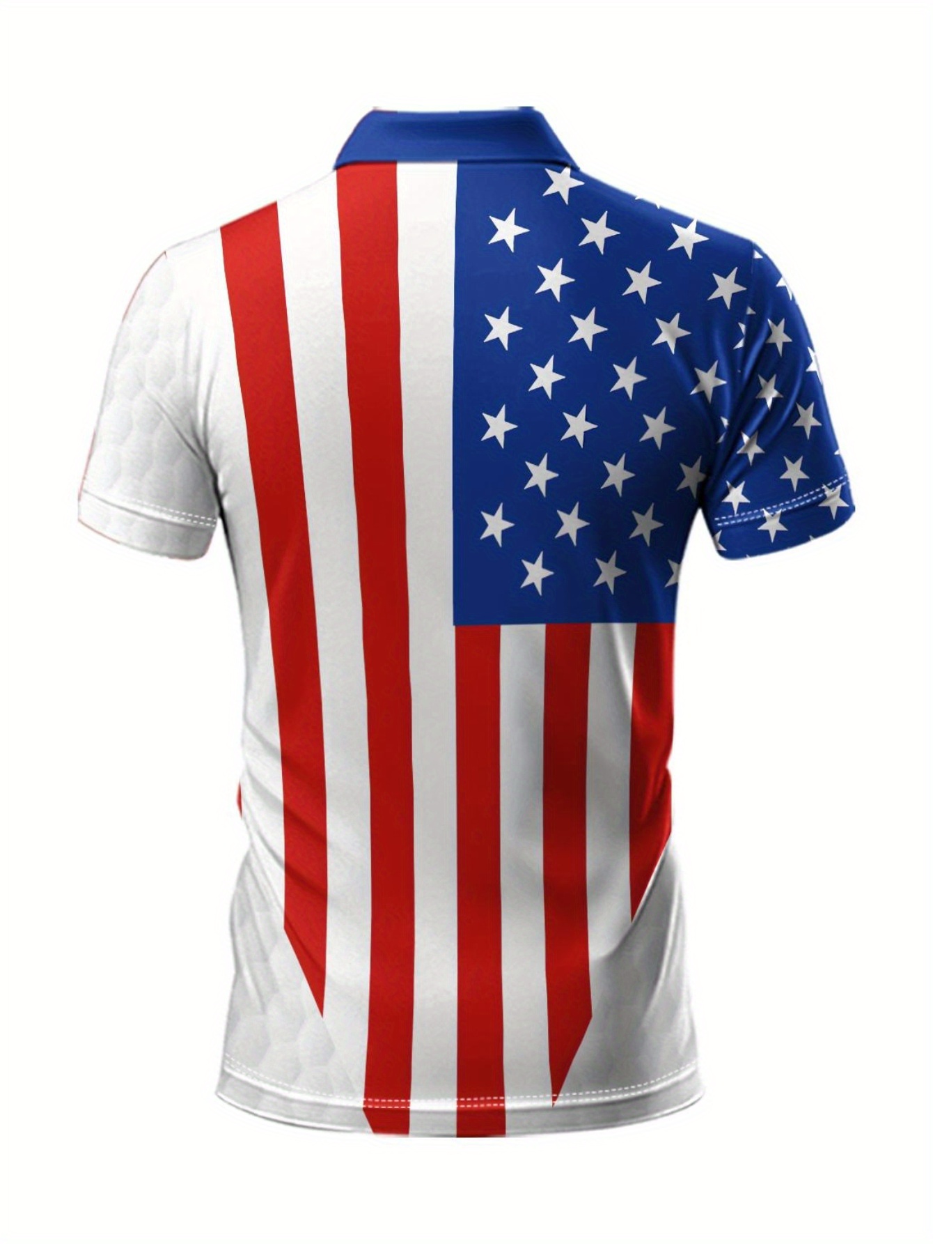 2D Flat Printing Men's Breathable Golf Shirt with American Flag and Golf Logo Print - Image 5