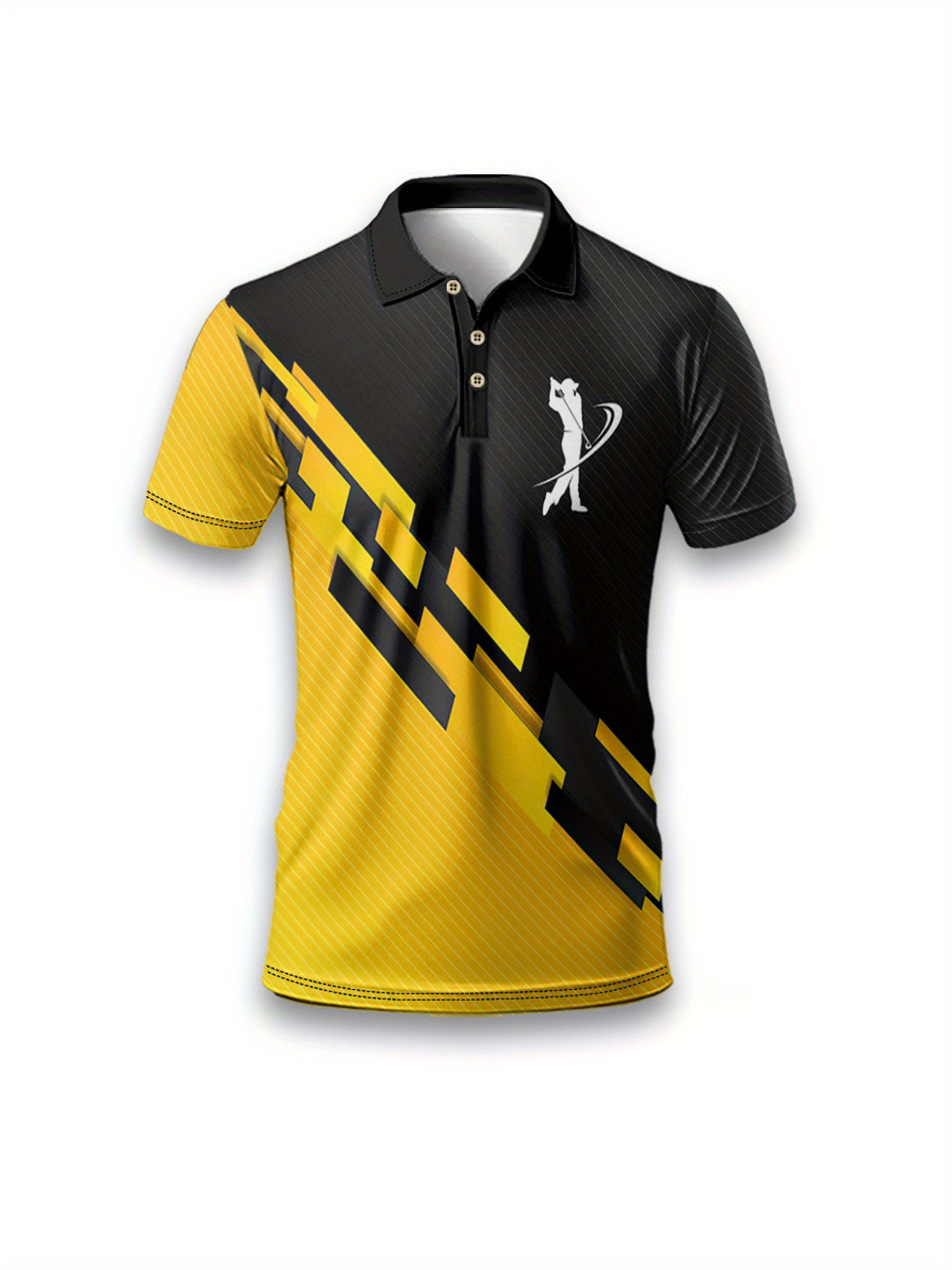 2D Flat Printing Men's Lightweight Breathable Golf Shirt - Image 2