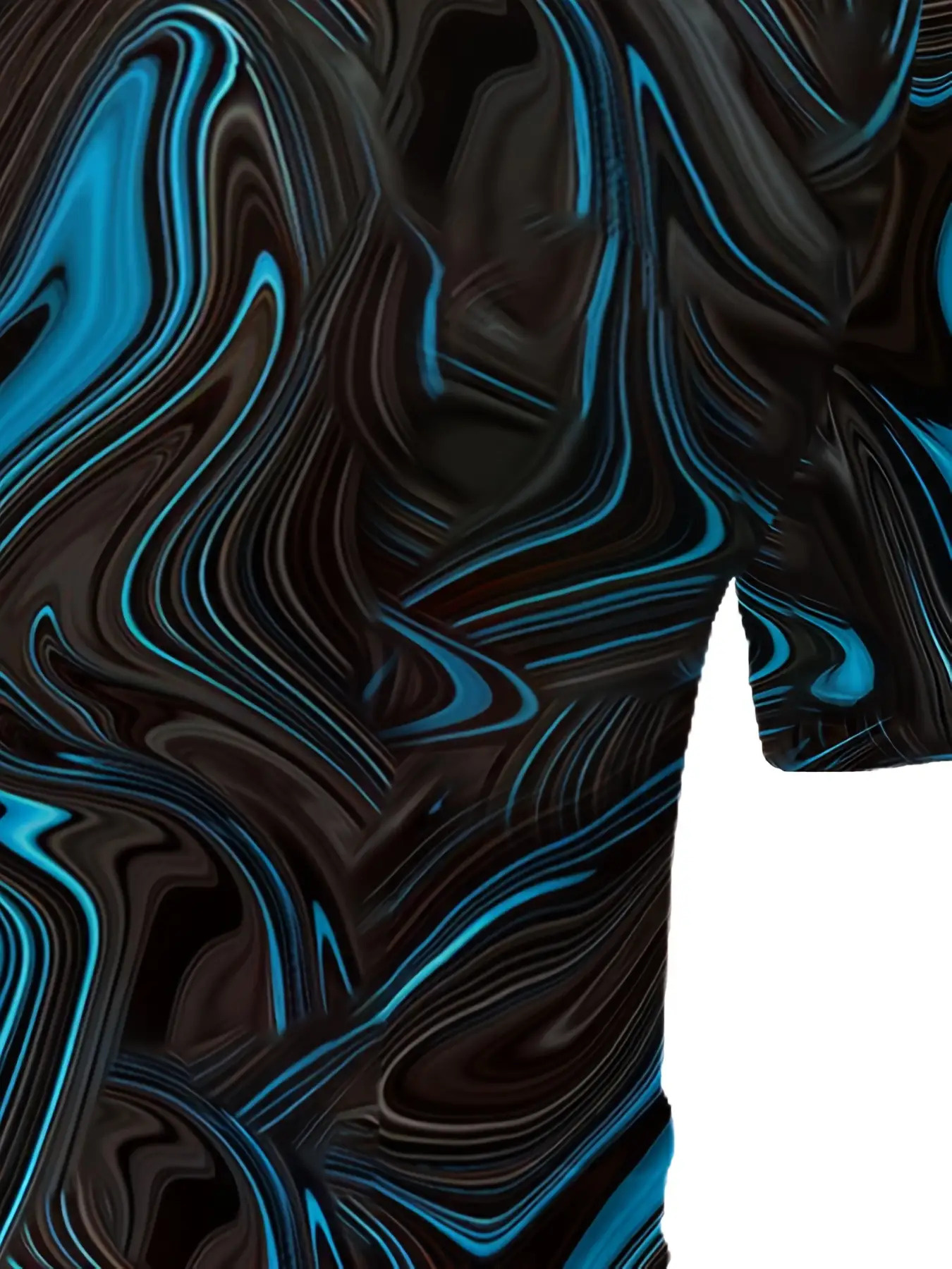 Men's Slim-Fit Short Sleeve Shirt with Black & Blue Swirl Print - Image 3