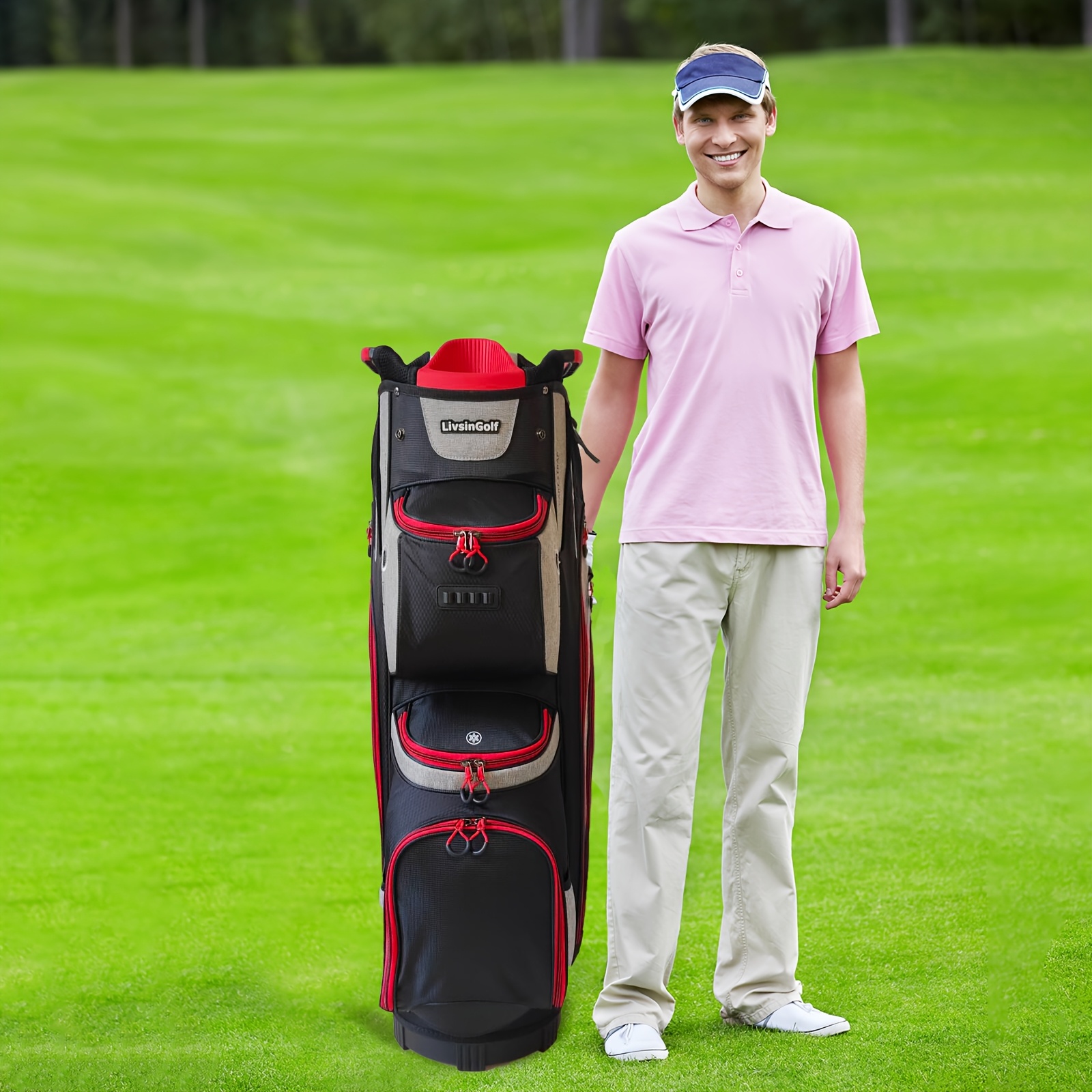 14 Way Golf Cart Bag For Push Bag Classy Design Full Length With Cooler, Rain Hood, Putter Well - Image 4