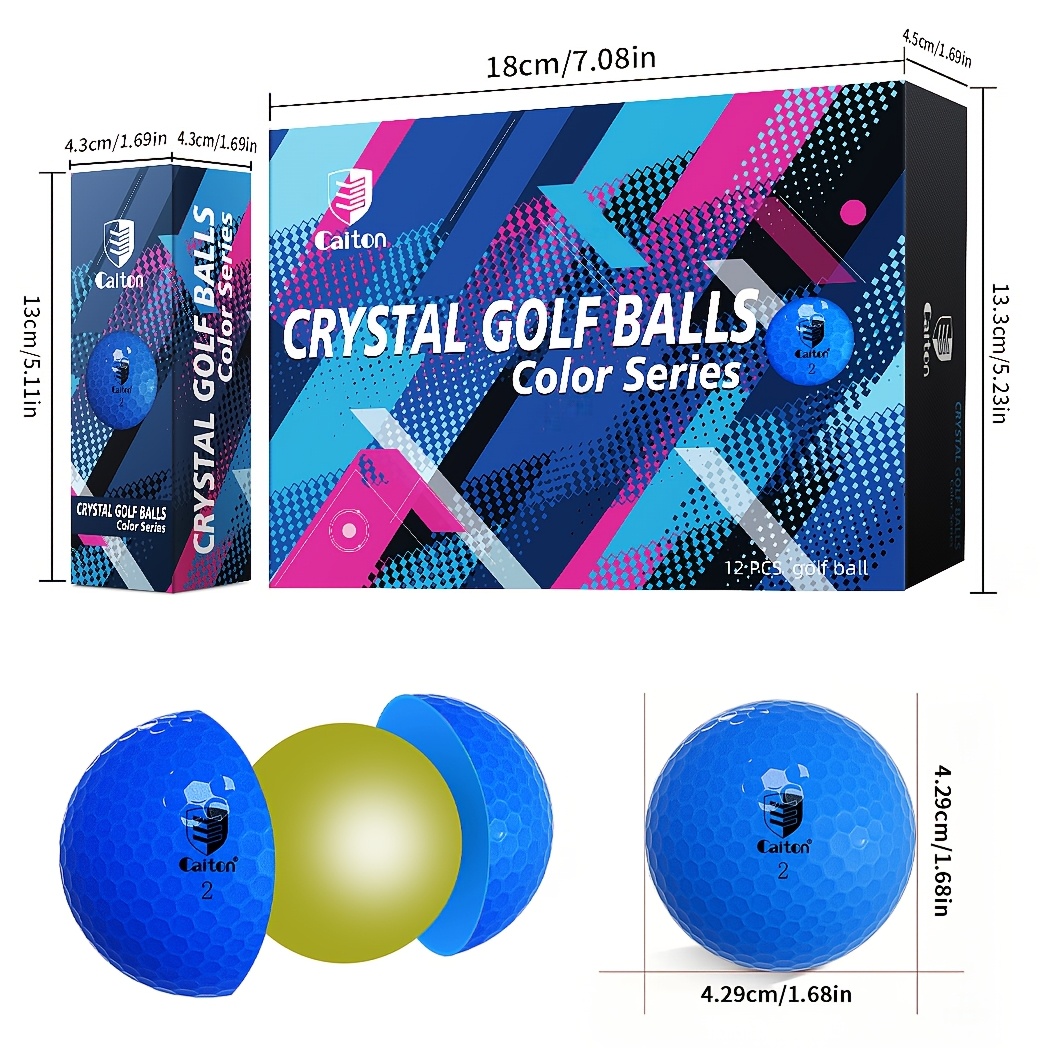 12pcs Caiton Golf Balls - Crystal-Clear Finish, High-Visibility Blue 2-Layer Design for Maximum Distance, Control & Accuracy - Image 6