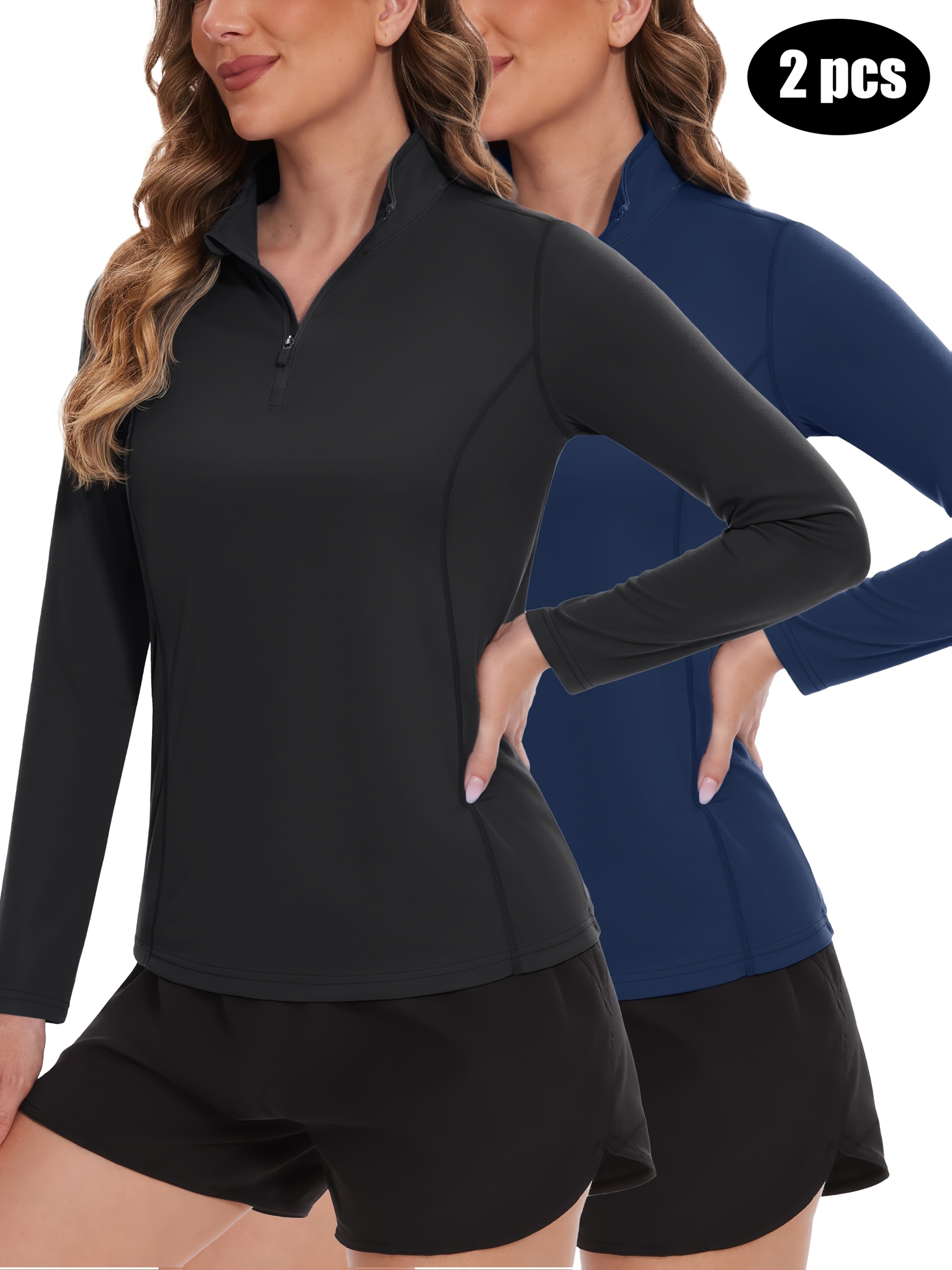 2pcs - Women's 1/4 Zip Pullover - Quarter Zip Golf Shirts - Image 2