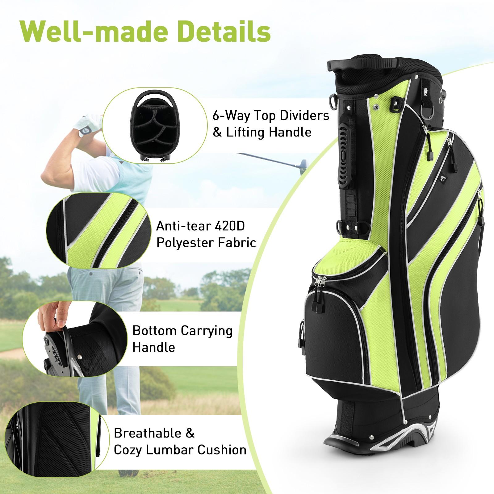 GYMAX Lightweight Golf Stand Bag with Stand - Heavy-Duty All-in-One Golf Cart Bag - Image 7