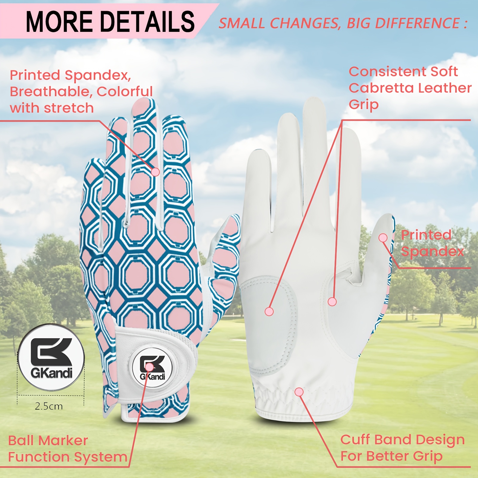 FINGER TEN Golf Gloves Women Left Hand with Ball Marker - Image 6