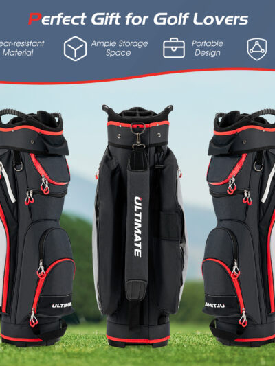 GYMAX Large Capacity Lightweight Golf Cart Bag with 14-Way Full-Length Dividers