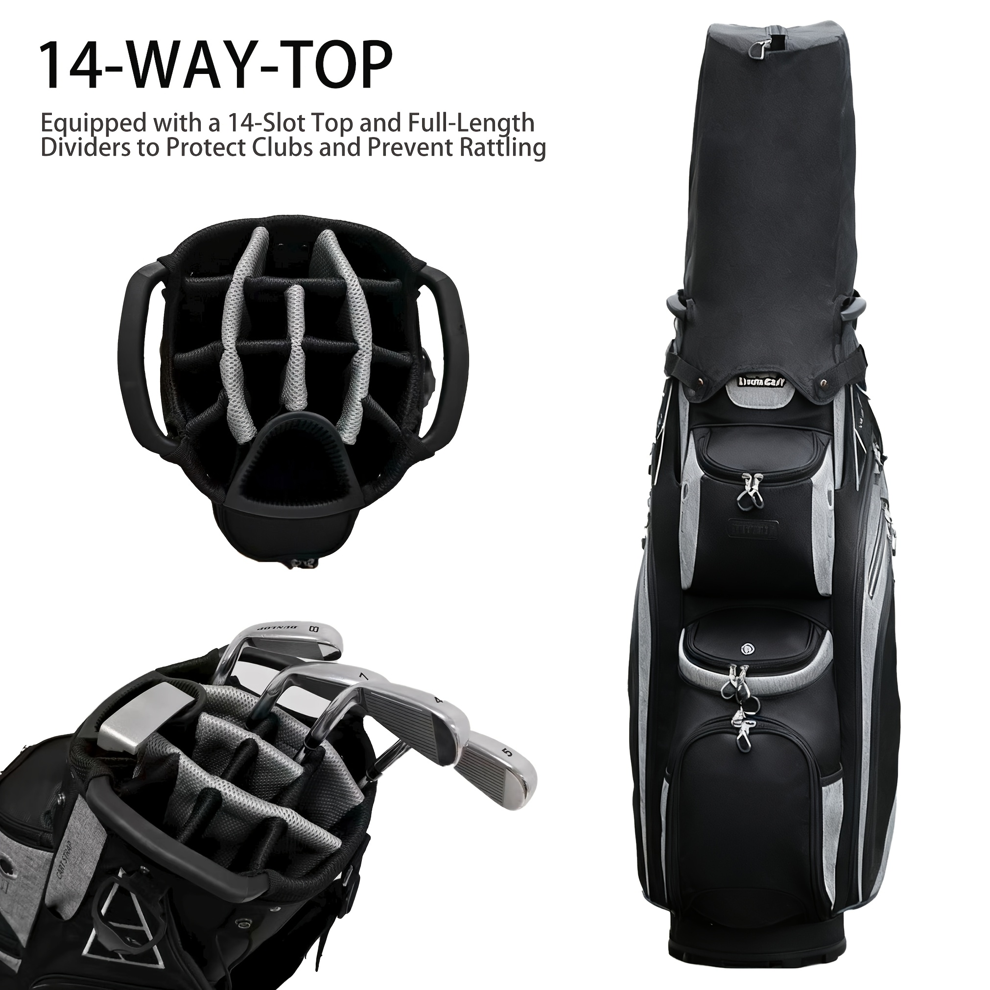 14-Divider Full-Length Golf Bag with Dual Handles & Dividers - Image 2