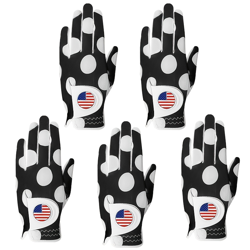 GKANDI Stylish Women's Golf Gloves Value 5Pack Left Hand With USA Flag Ball Marker - Image 9